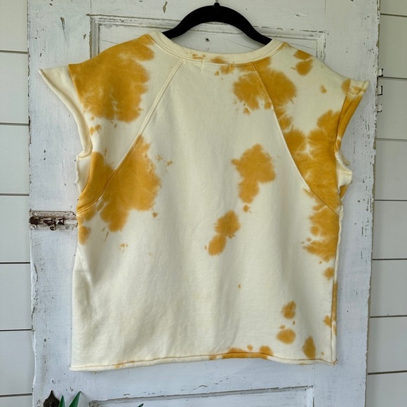ROOLEE, YELLOW, TIE DYE PRINT SHIRT WITH FLUTTER SLEEVES. CROPPED. SIZE XS - Picture 6 of 8